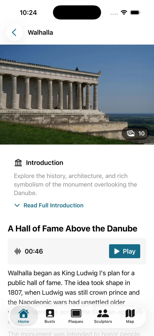 Walhalla Guide Artikel mit Audiowiedergabe